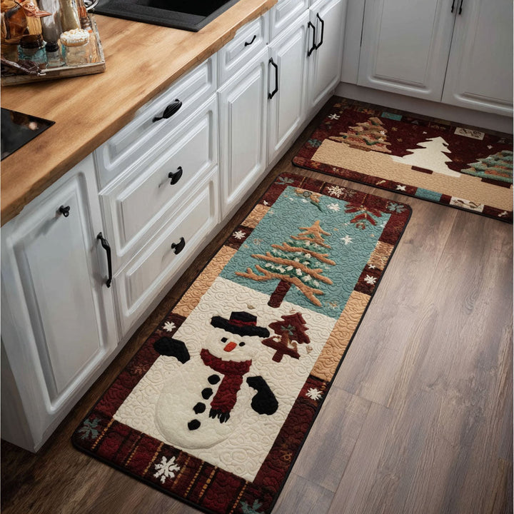 Snowy Tree Glow Kitchen Area Rug