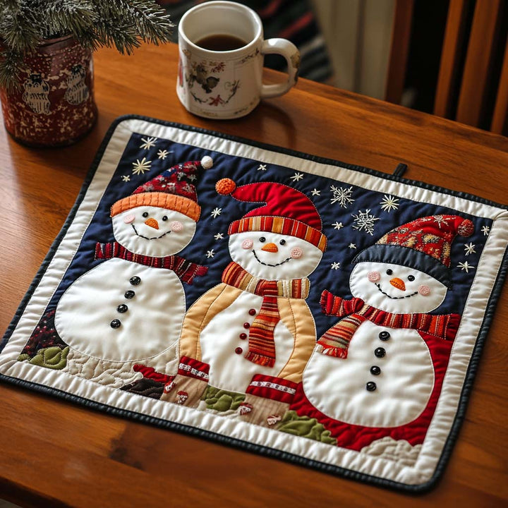 Snowy Trio Delight Quilted Placemat