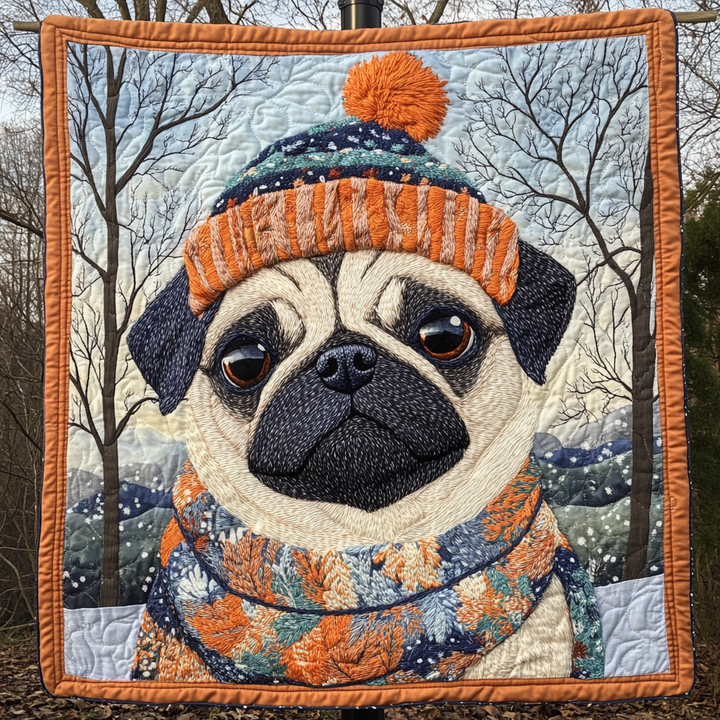 Snuggly Pug Love Quilted Blanket