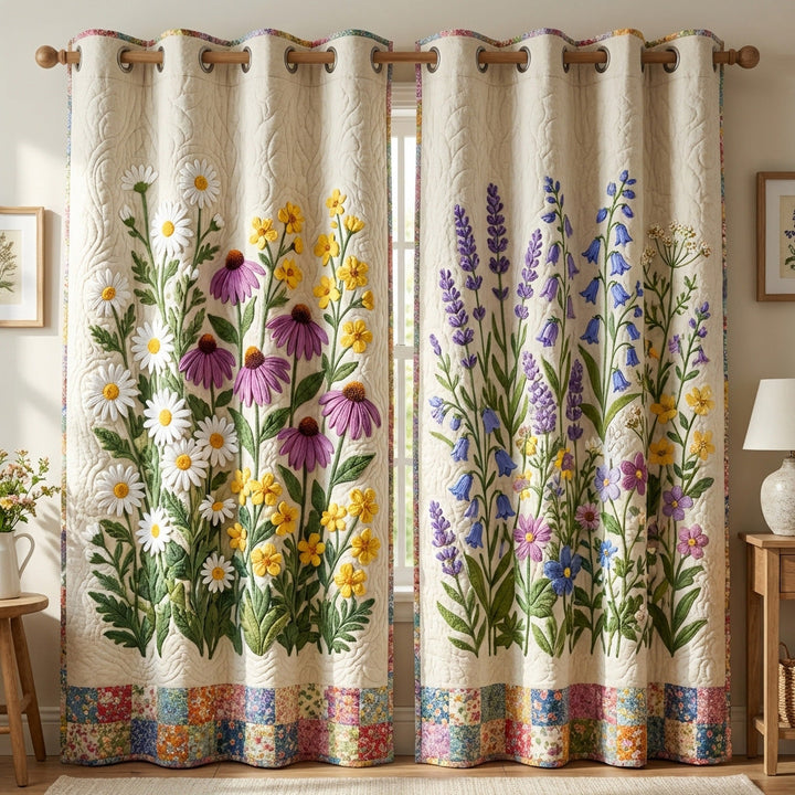 Soft Blossom Quilted Curtains