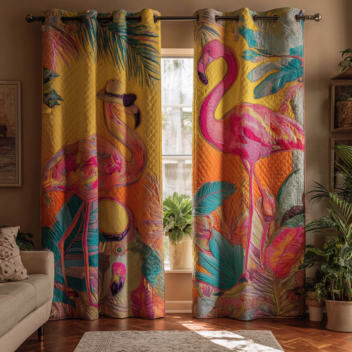 Solar Flamingo Quilted Curtains
