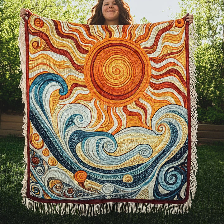 Solar Harmony Woven Sofa Blanket
