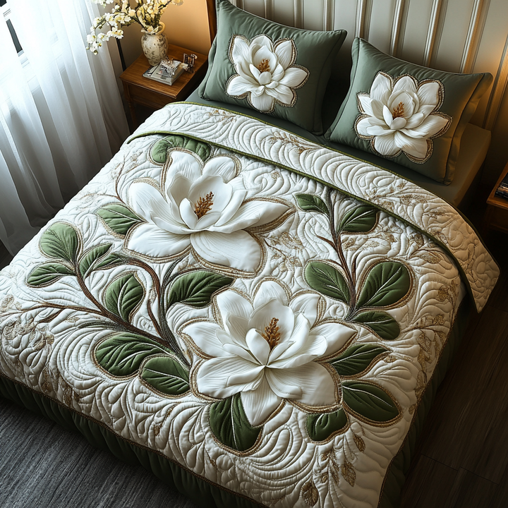 Southern Bloom 3-Piece Quilted Bedding Set