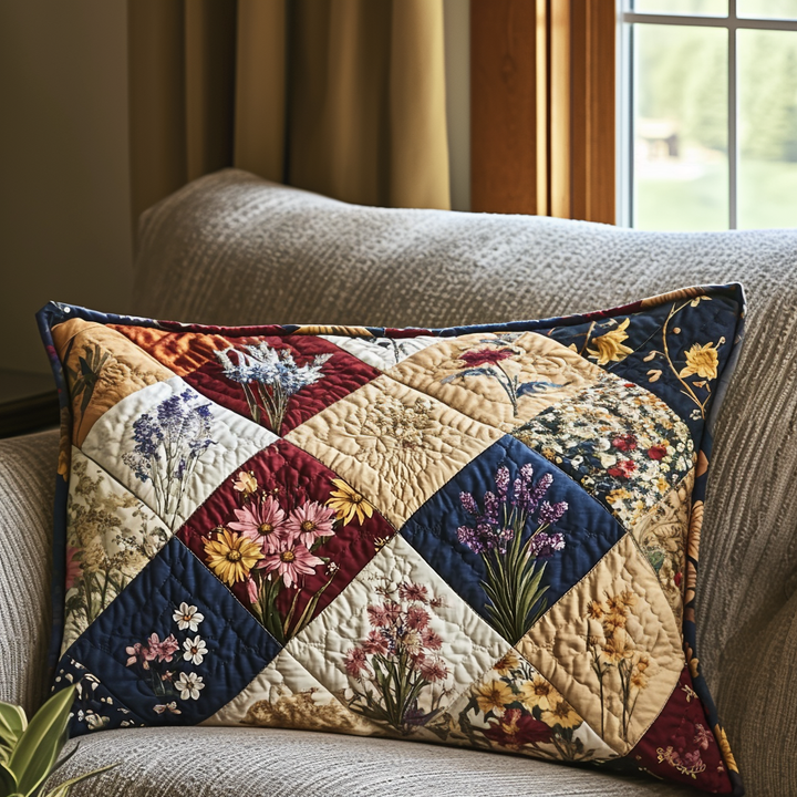 Spring Flowers Patchwork Quilted Bedding Pillow Case