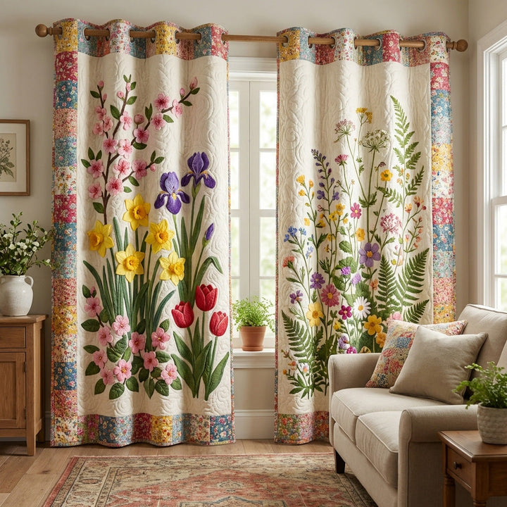 Spring Wildflowers Quilted Curtains