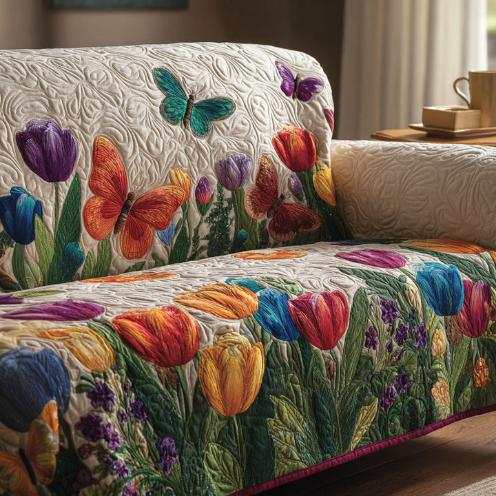 Spring Wingscape Quilted Sofa Cover