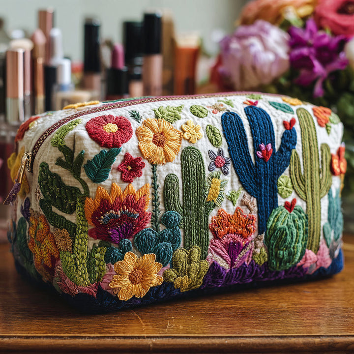 Succulent Soul Quilted Makeup Bag