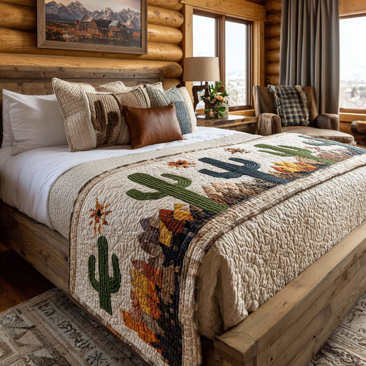 Cactus Quilted Bed Runner
