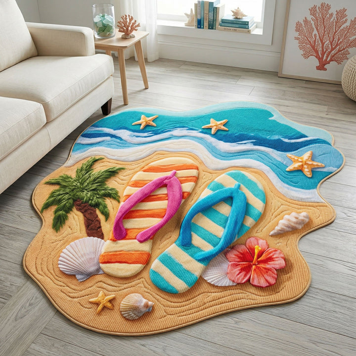 Summer Flip Flop Custom Shape Area Rug