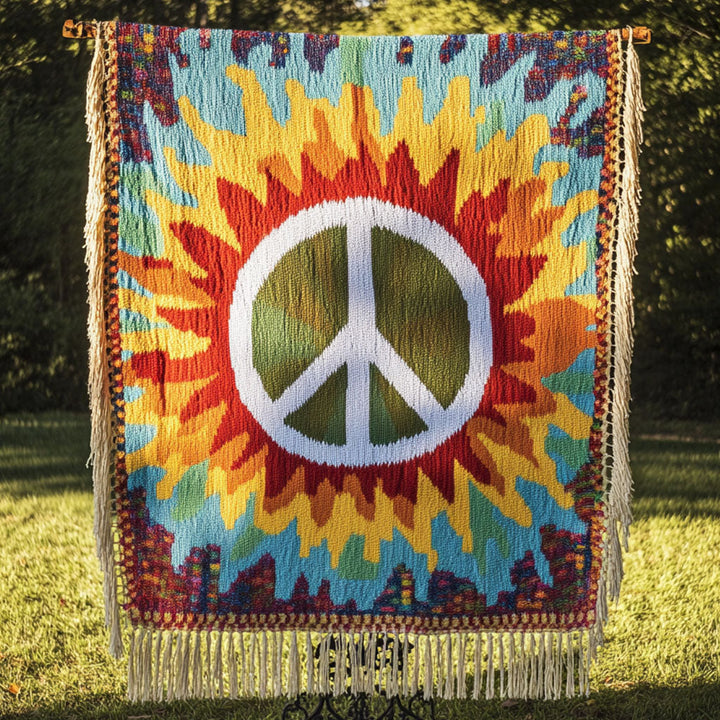 Sunburst Peace Woven Sofa Blanket