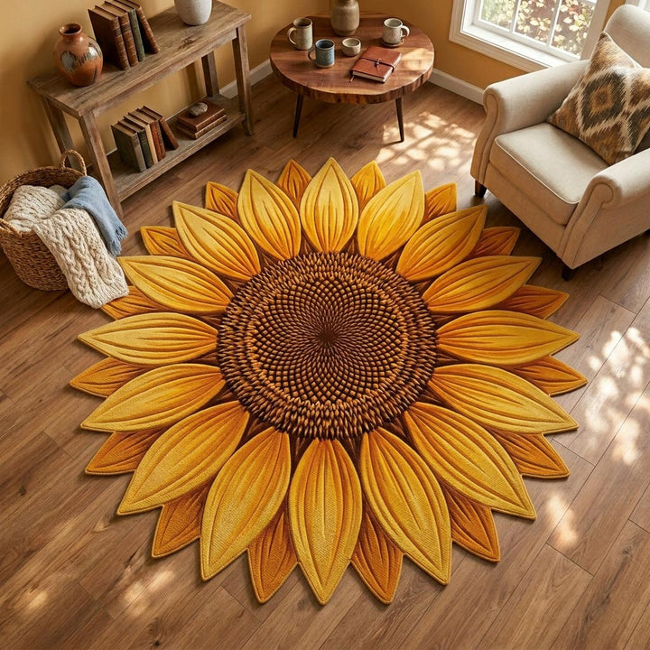 Sunflower Bloom Custom Shape Area Rug