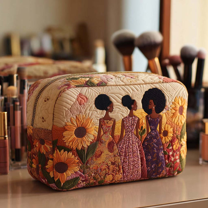 Sunflower Glow Quilted Makeup Bag