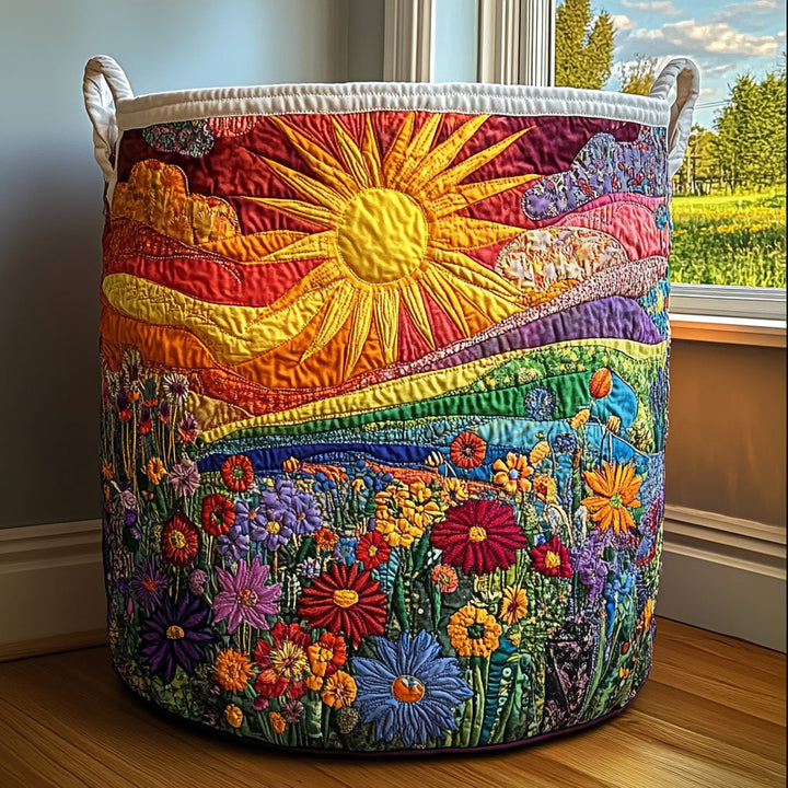 Sunlit Bliss Quilted Laundry Basket