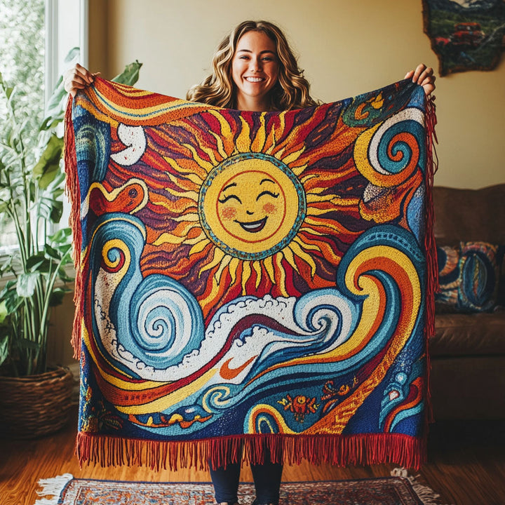 Sunlit Currents Woven Sofa Blanket