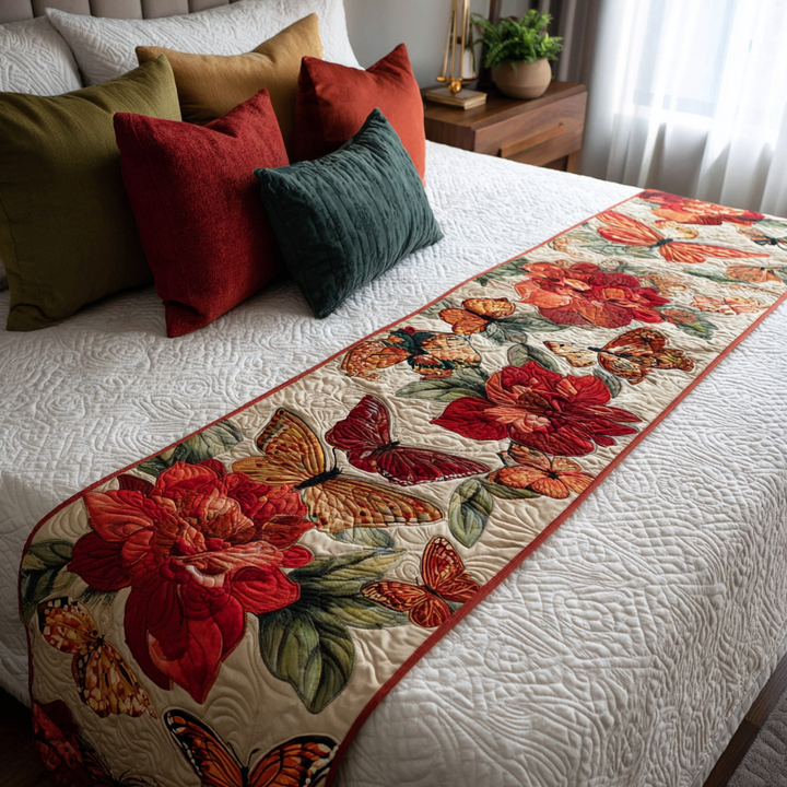 Sunny Butterfly Quilted Bed Runner