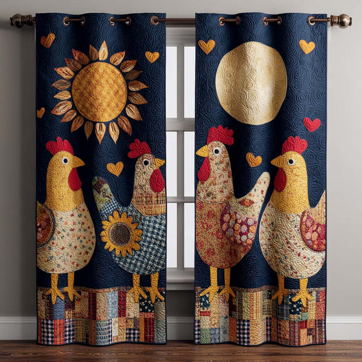 Sunny Chickens Delight Quilted Curtains