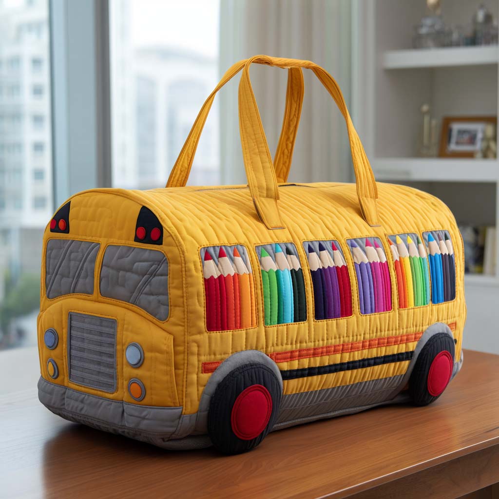School Bus Quilted Duffle Bag