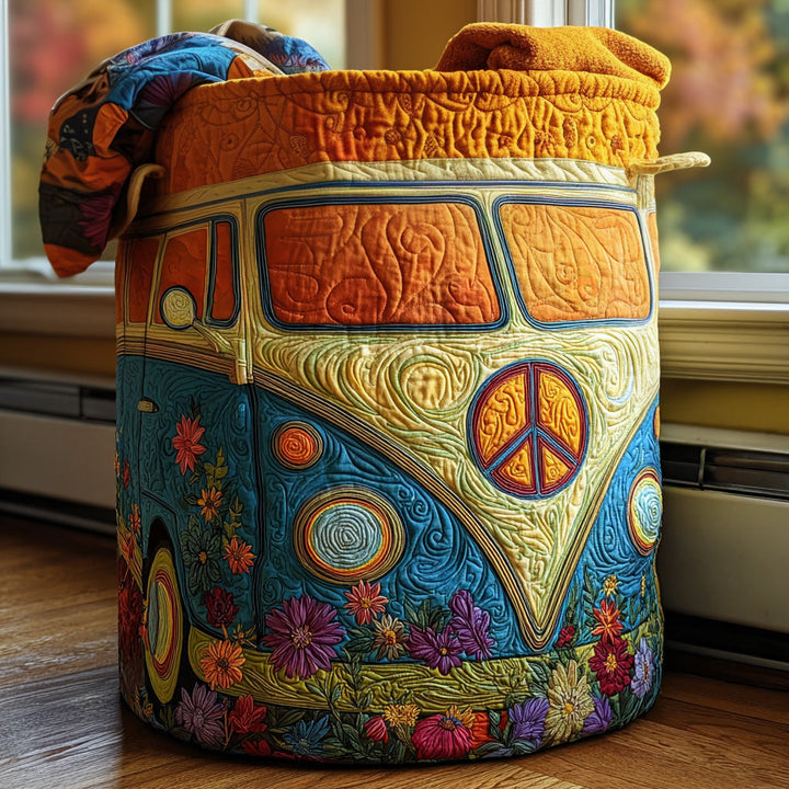 Hippie Van Quilted Laundry Basket