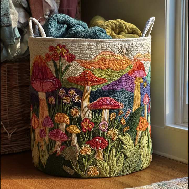 Sunrise Garden Quilted Laundry Basket
