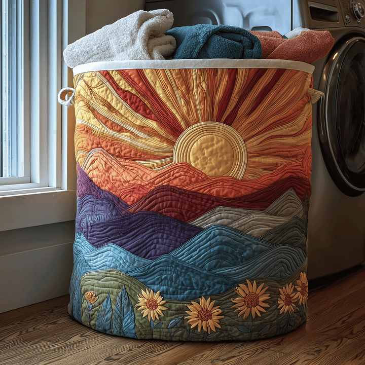 Sunrise Meadow Quilted Laundry Basket