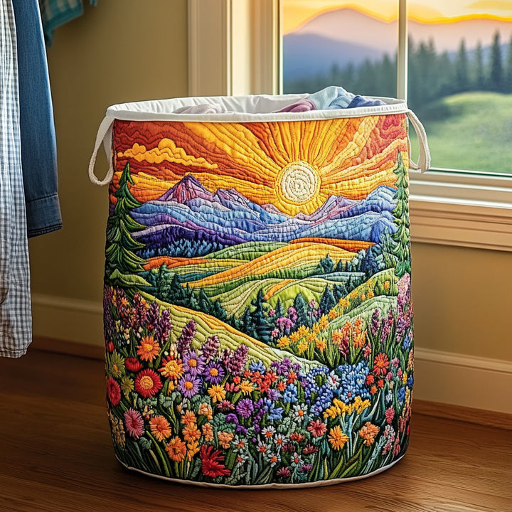 Sunrise Path Quilted Laundry Basket