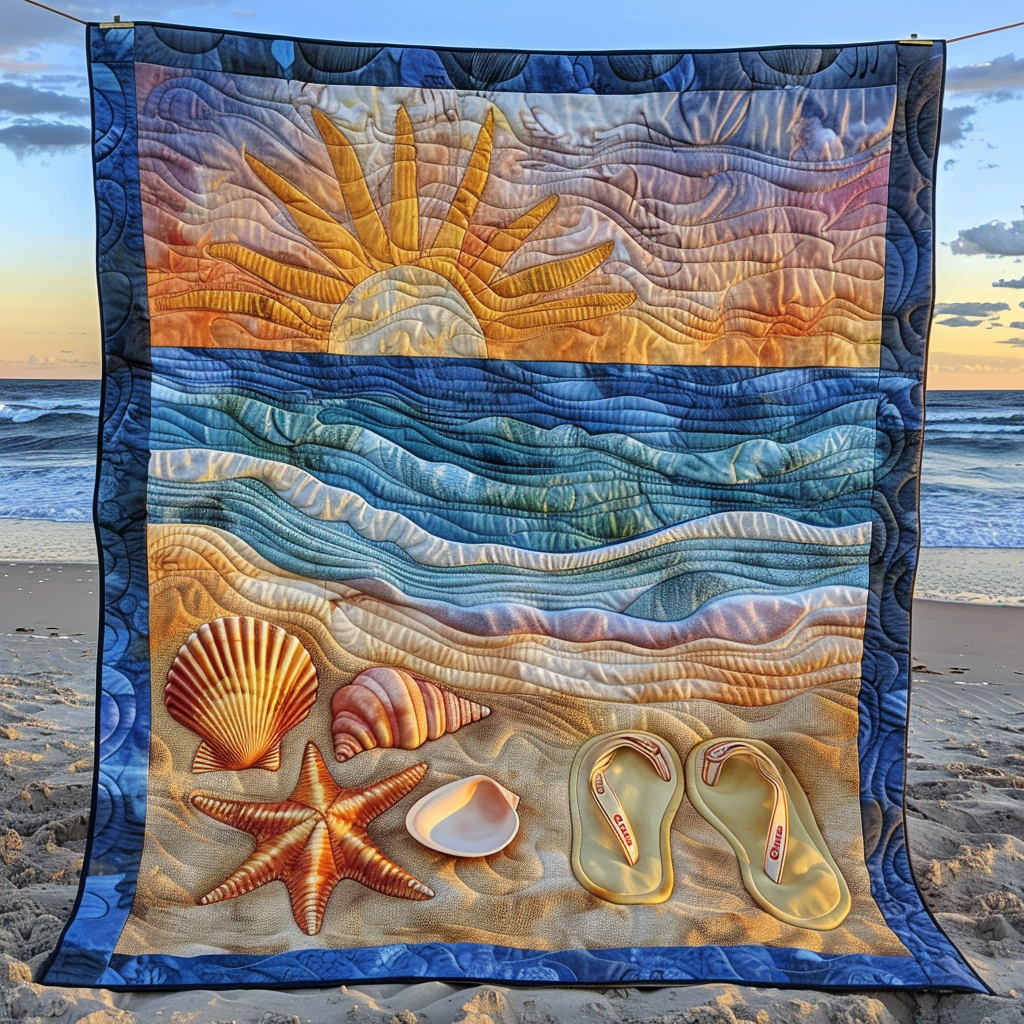 Sunset Beach Quilted Blanket