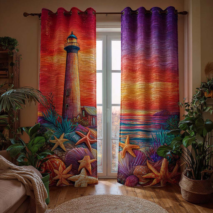 Sunset Lighthouse Quilted Curtains