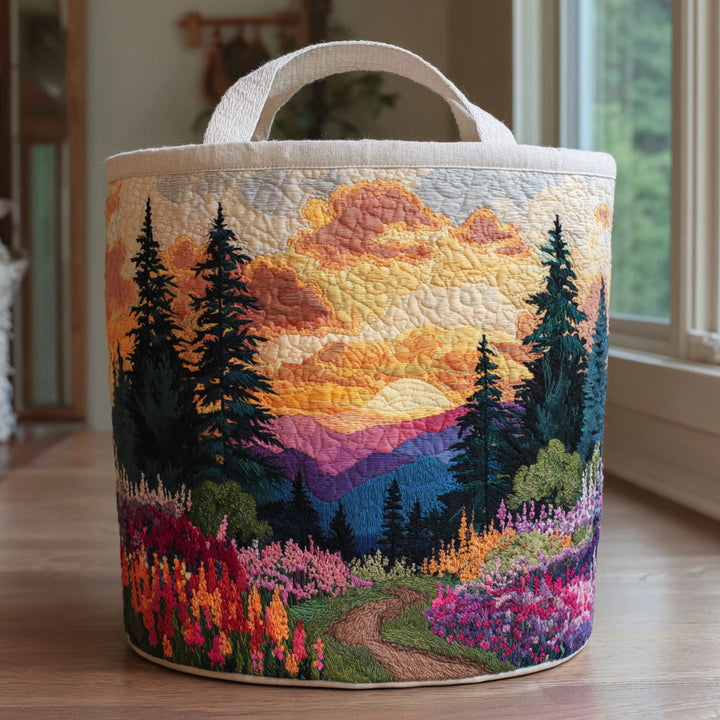 Sunset Pines Quilted Laundry Basket