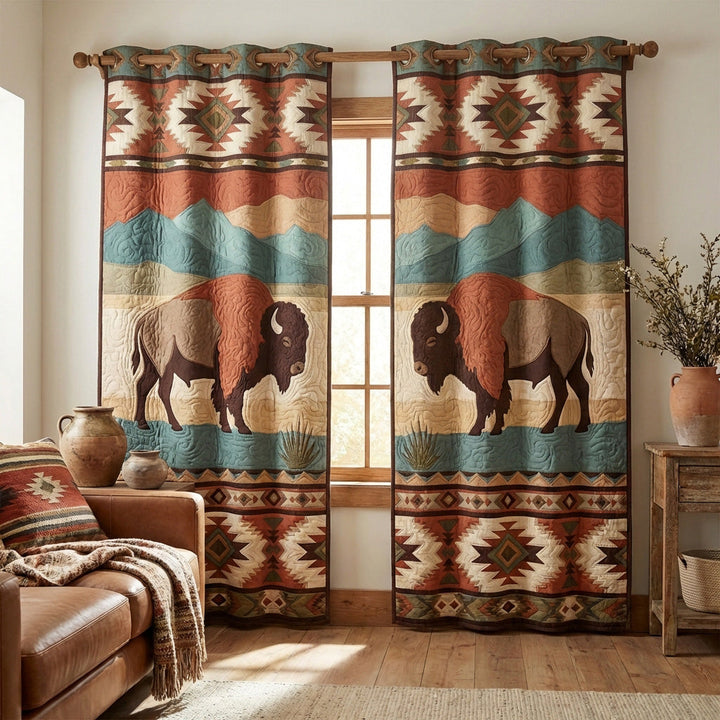 Sunset Totem Quilted Curtains