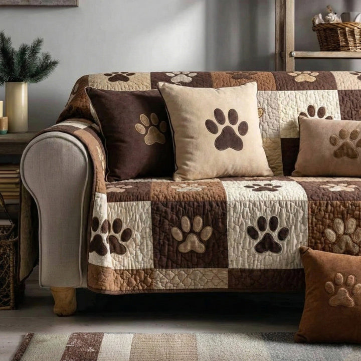 Sweet Paw Prints V2 Quilted Sofa Cover