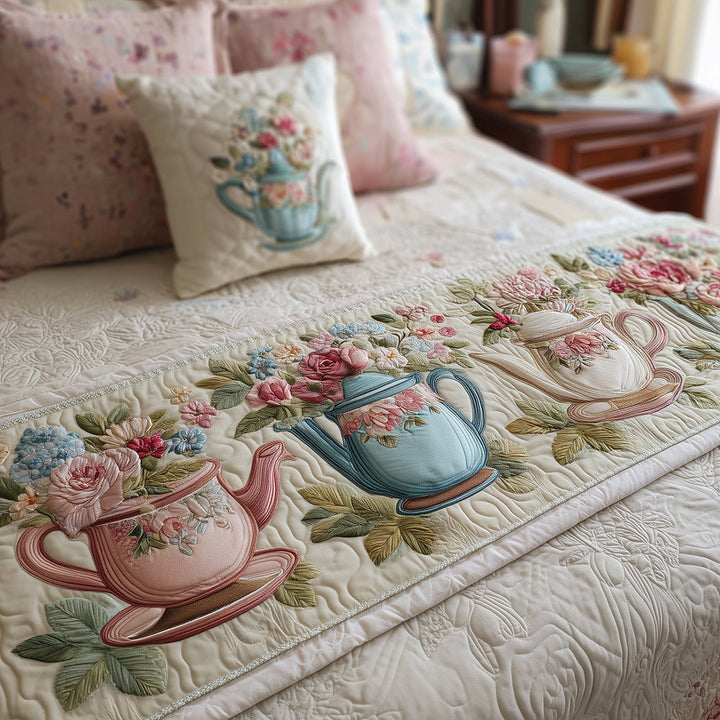 Tea Blossom Quilted Bed Runner