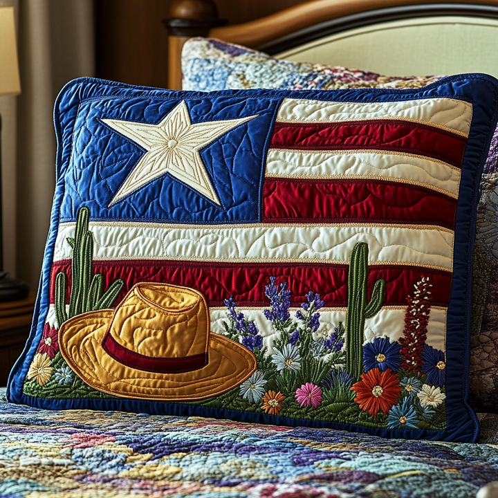Texas Heart Quilted Bedding Pillow Case
