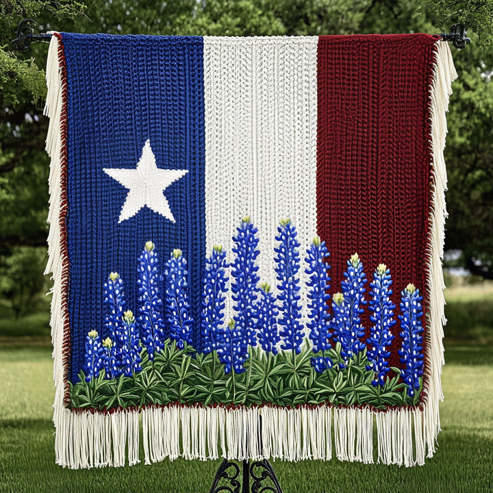 Texas Blossom Flag Woven Sofa Blanket