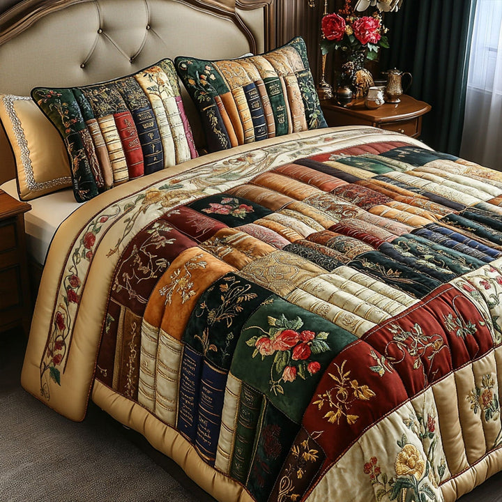 Vintage Books 3-Piece Quilted Bedding Set