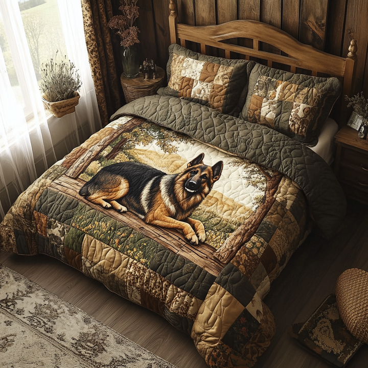 German Shepherd 3-Piece Quilted Bedding Set
