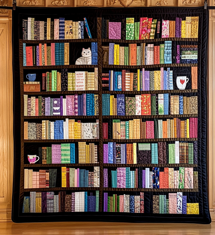 The Bookshelf Beauty Quilted Blanket