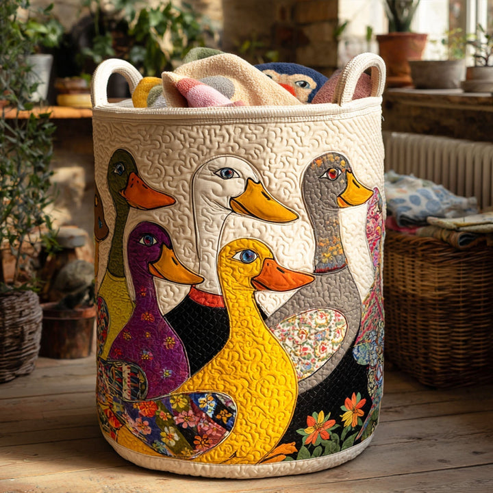 The Quirky Quack Quilted Laundry Basket
