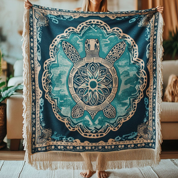The Wise Turtle Woven Sofa Blanket