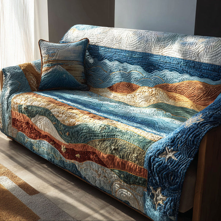 Coastal Quilted Sofa Cover