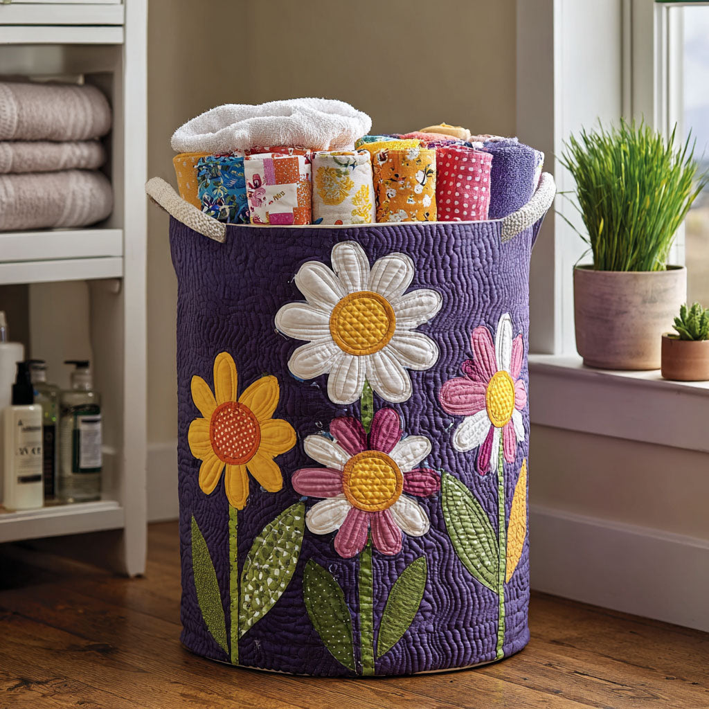 Flower Quilted Laundry Basket