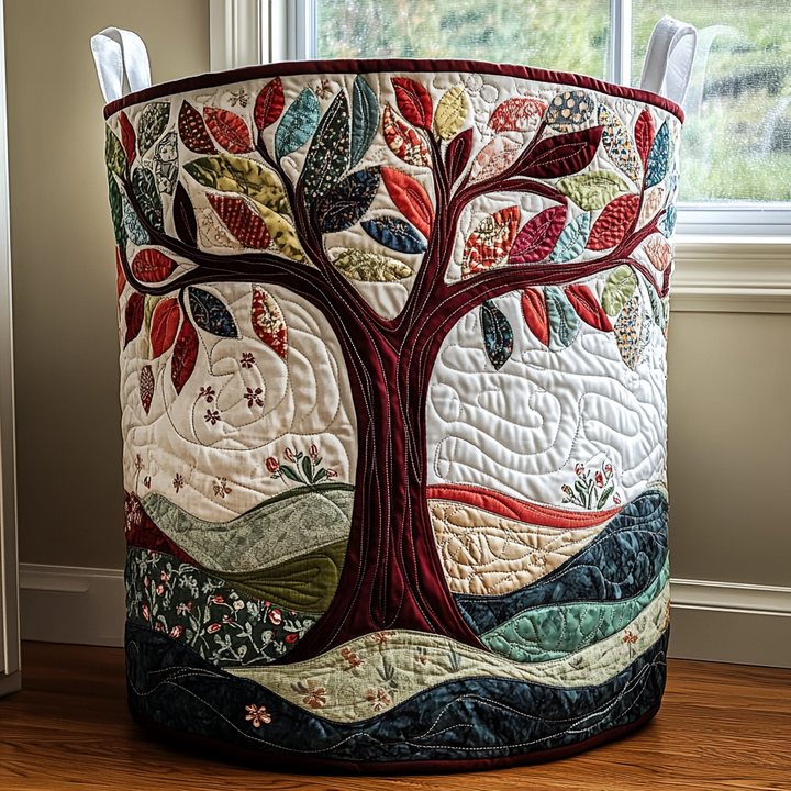 Tree Glow Quilted Laundry Basket