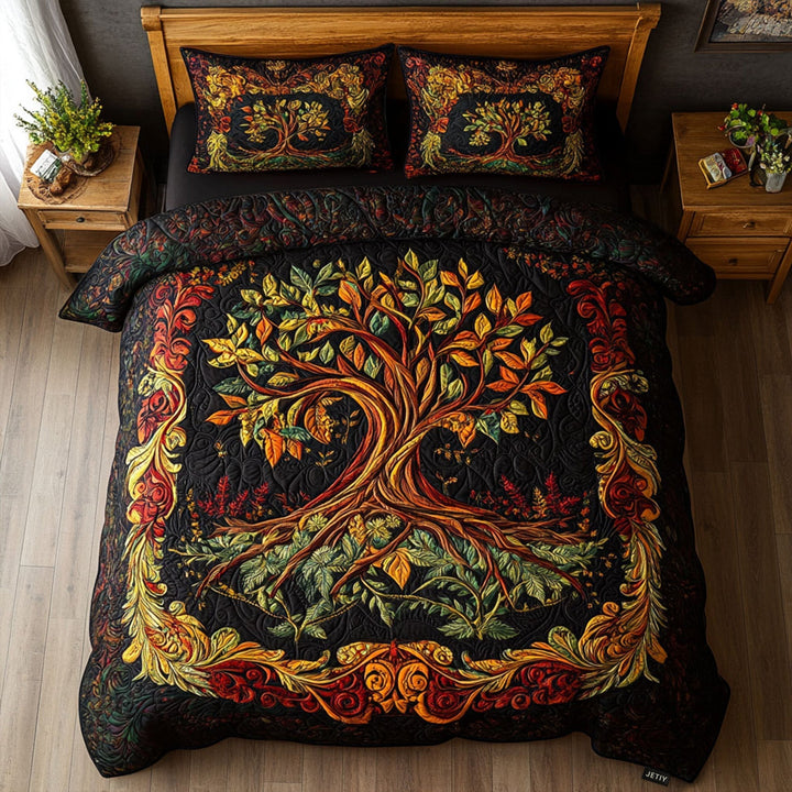 Tree of Triumph 3-Piece Quilted Bedding Set