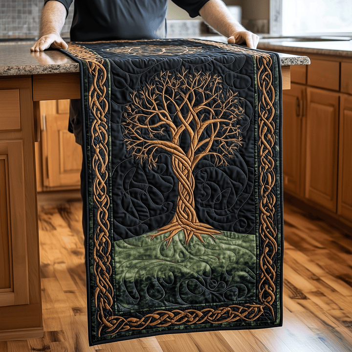 Tree of Life Elegance Quilted Table Runner