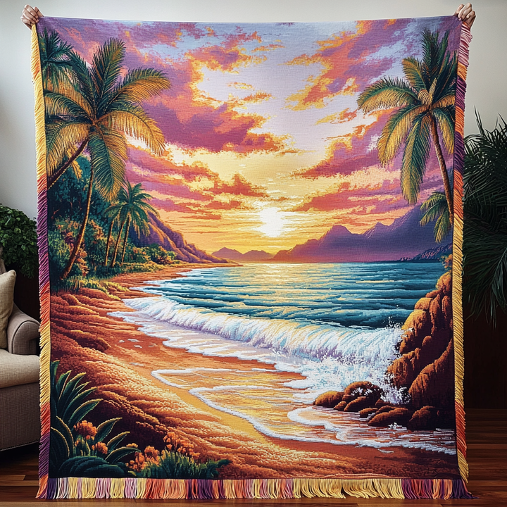 Tropical Dawn Woven Sofa Blanket