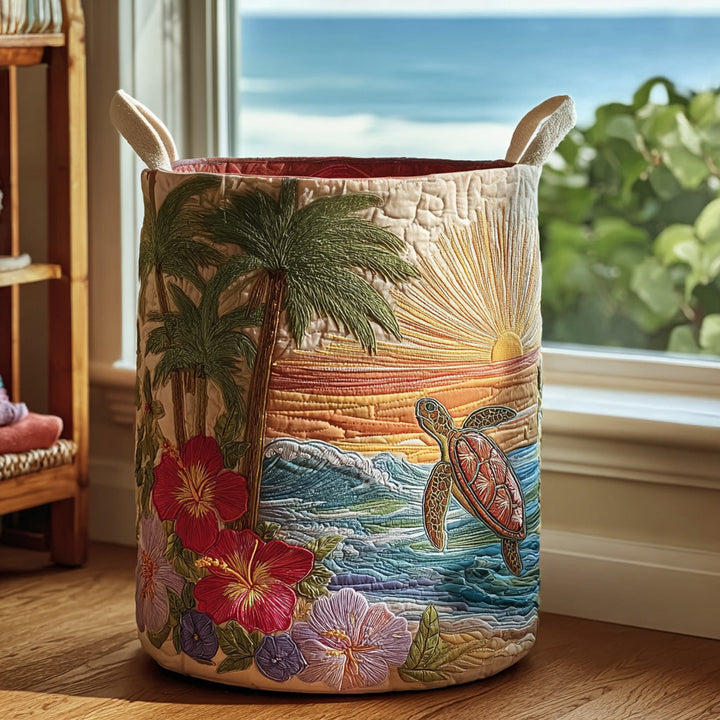 Tropical Swim Quilted Laundry Basket