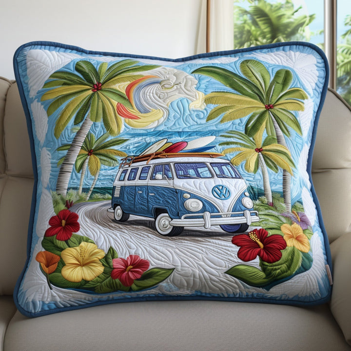 Tropical Wave Ride Quilted Bedding Pillow Case