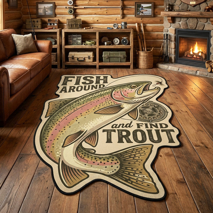 Trout Quest Custom Shape Area Rug