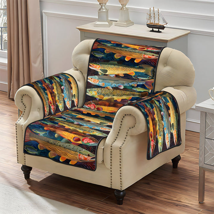 Trout Stream Quilted Sofa Cover