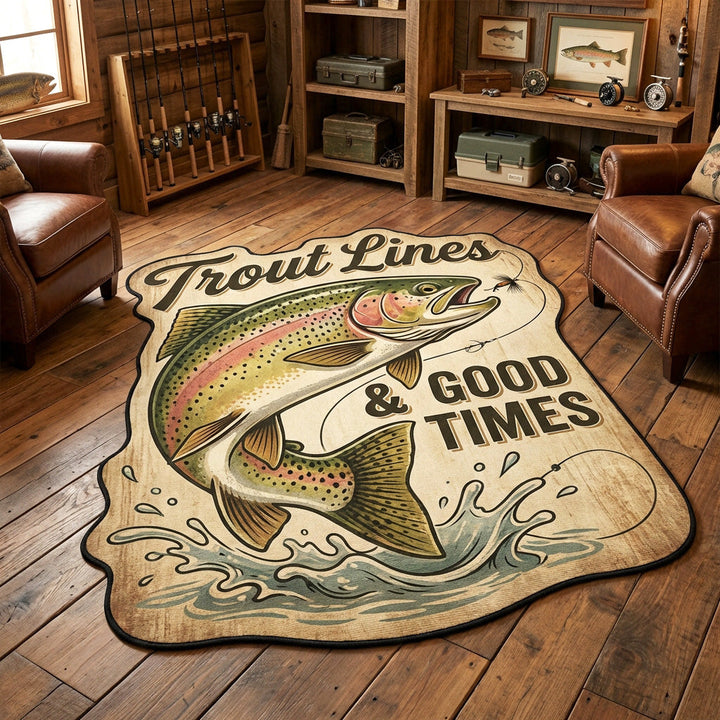 Trout Times Custom Shape Area Rug