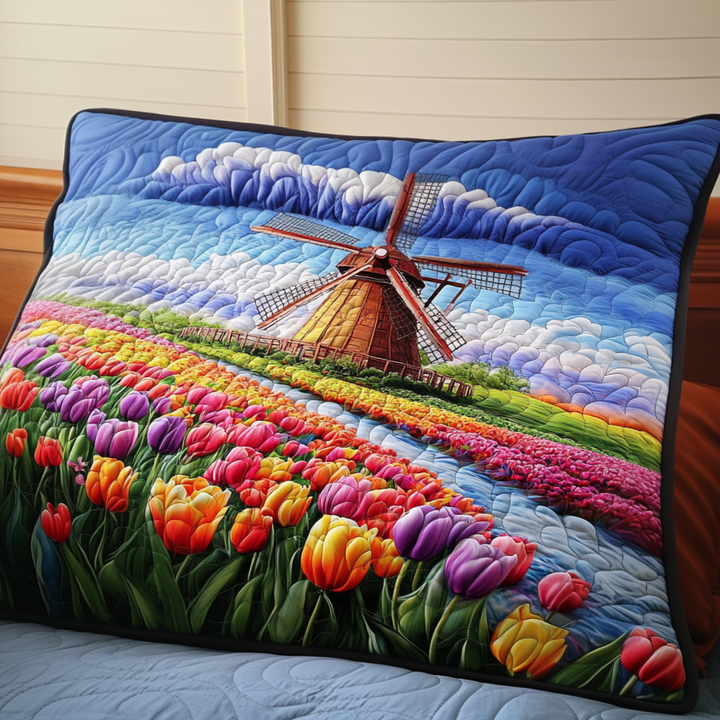 Tulip Dreams Quilted Bedding Pillow Case